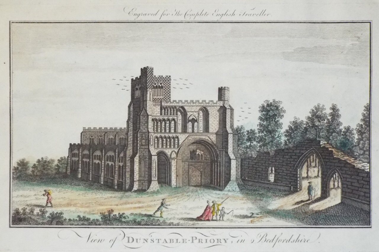 Print - View of Dunstable-Priory, in Bedfordshire.